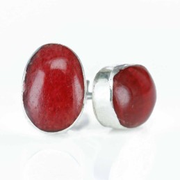 Earring Oval 6x9mm. Coral