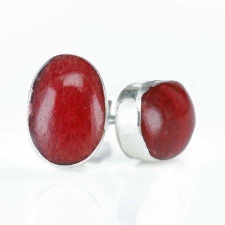 Earring Oval 6x9mm. Coral