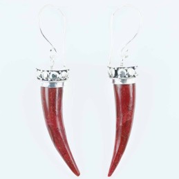 Earring Horn 9x33mm. Coral