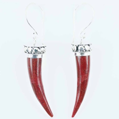 Earring Horn 9x33mm. Coral