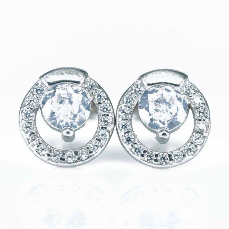 Earring Round 4+8mm. Circonia