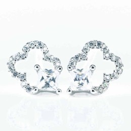 Earring Flower 6x9mm. Circonia