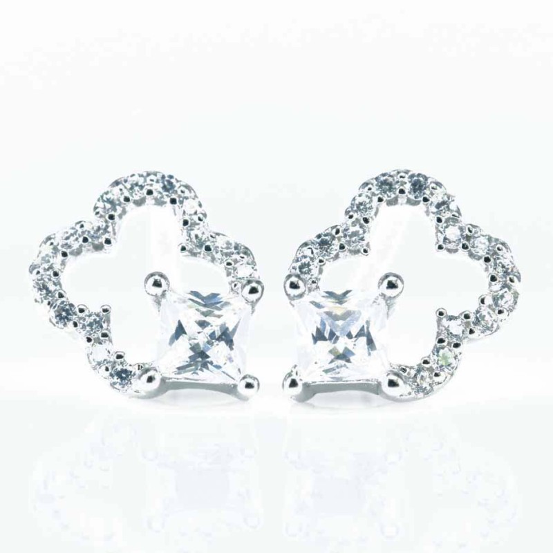 Earring Flower 6x9mm. Circonia