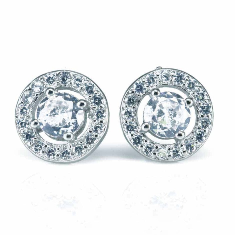 Earring Round 7mm. Circonia