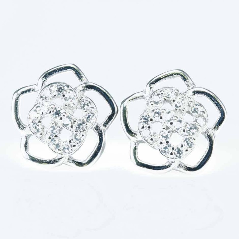 Earring Flower 9mm. Circonia