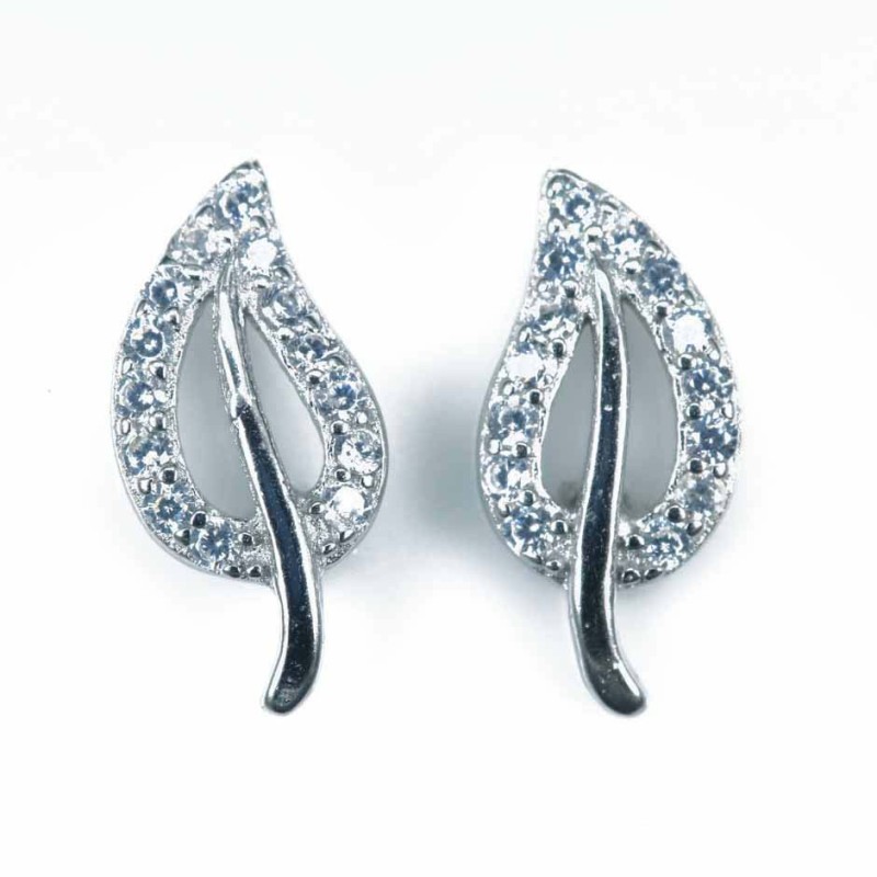 Earring Leaf 5x11mm. Circonia