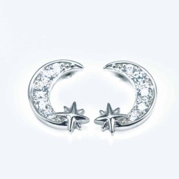 Earring Moon 6x9mm. Circonia