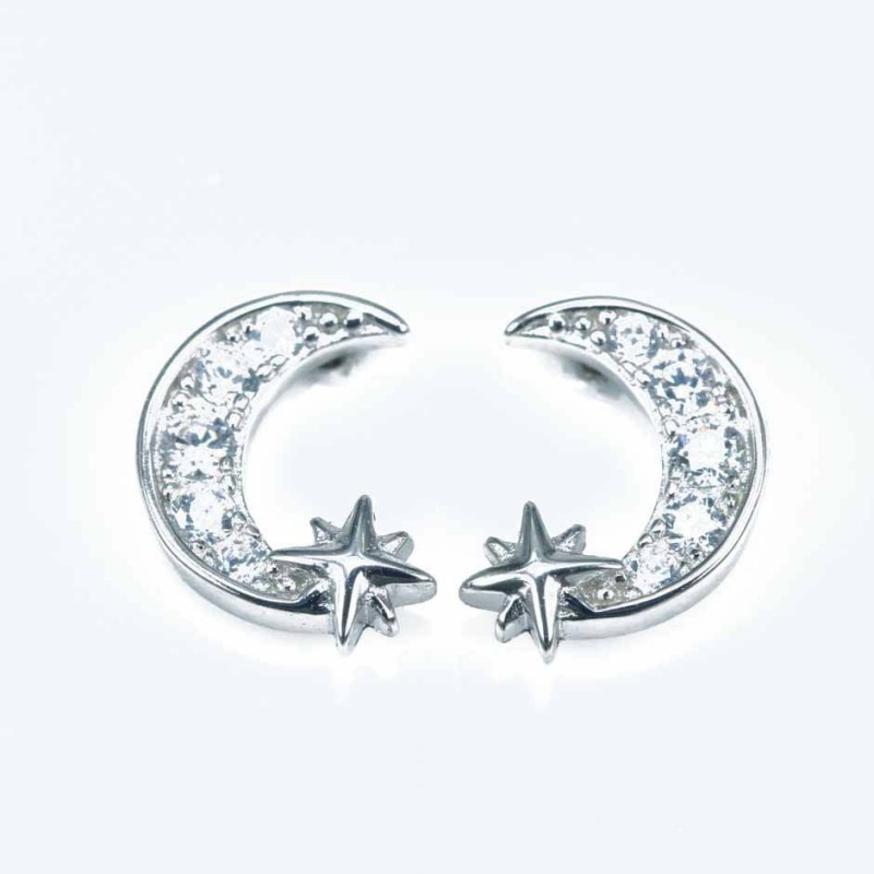 Earring Moon 6x9mm. Circonia