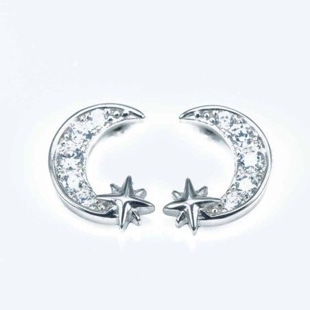 Earring Moon 6x9mm. Circonia