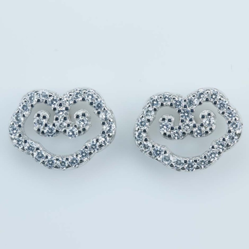 Earring Flower 7x9mm. Circonia