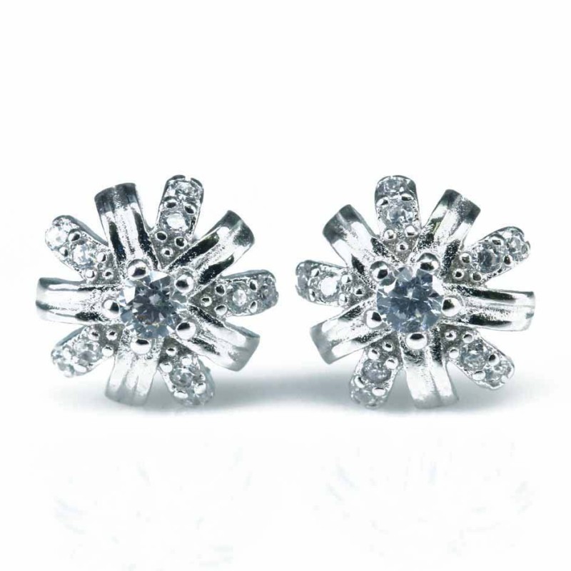 Earring Flower 7mm. Circonia