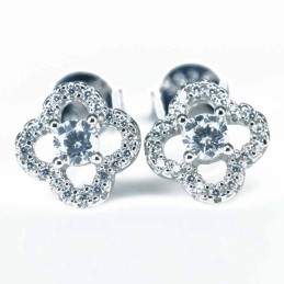 Earring Flower 7mm. Circonia