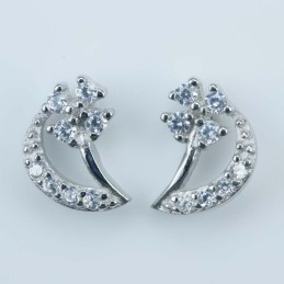 Earring Flower 7x9mm. Circonia