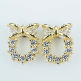 Earring Bow 6x8mm. Circonia Gold