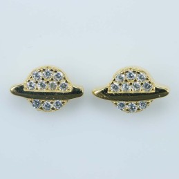 Earring Moon 5x8mm. Circonia Gold