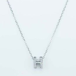 Necklace H" 6x8mm. Circonia