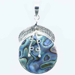 Pendant Round 25x37mm. Abalon Shell