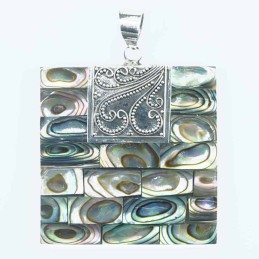 Pendant Square 35x40mm. Abalon Shell