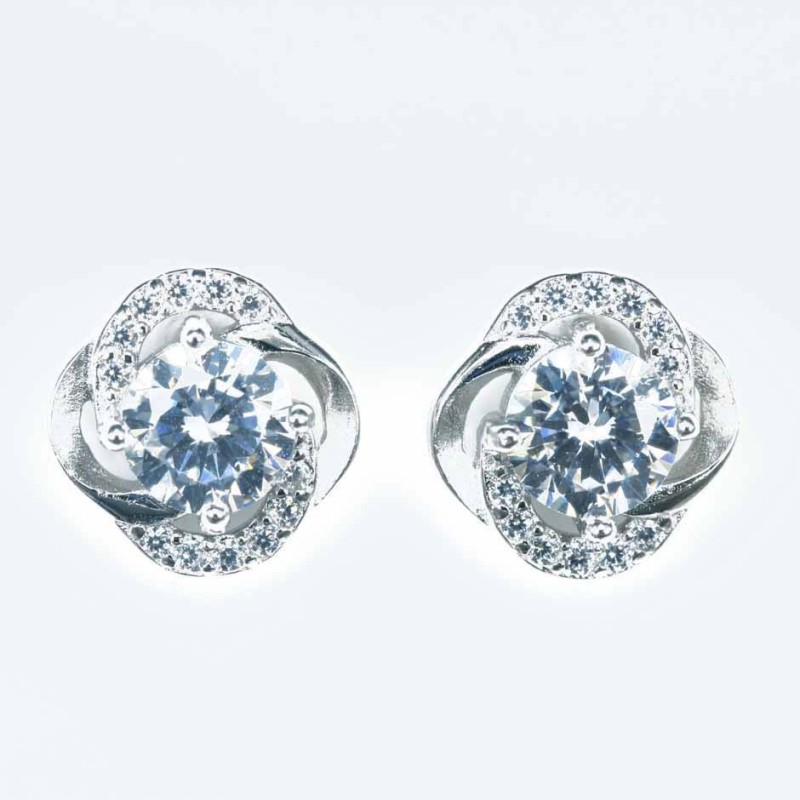 Earring Flower 7mm. Circonia