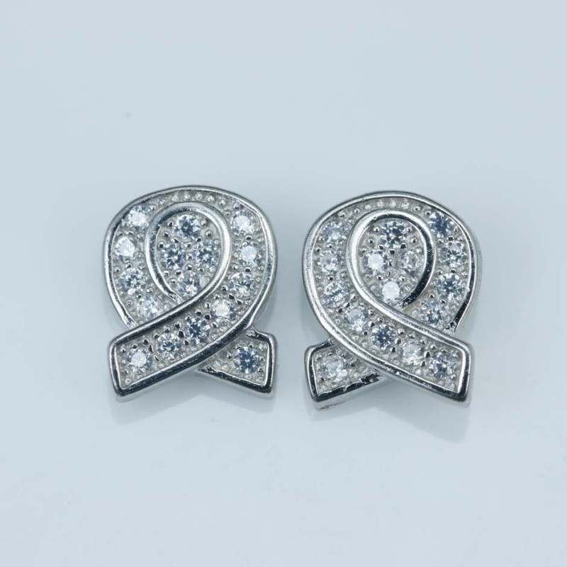 Earring Bow 6x8mm. Circonia