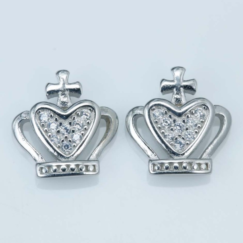 Earring Crown 10mm. Circonia