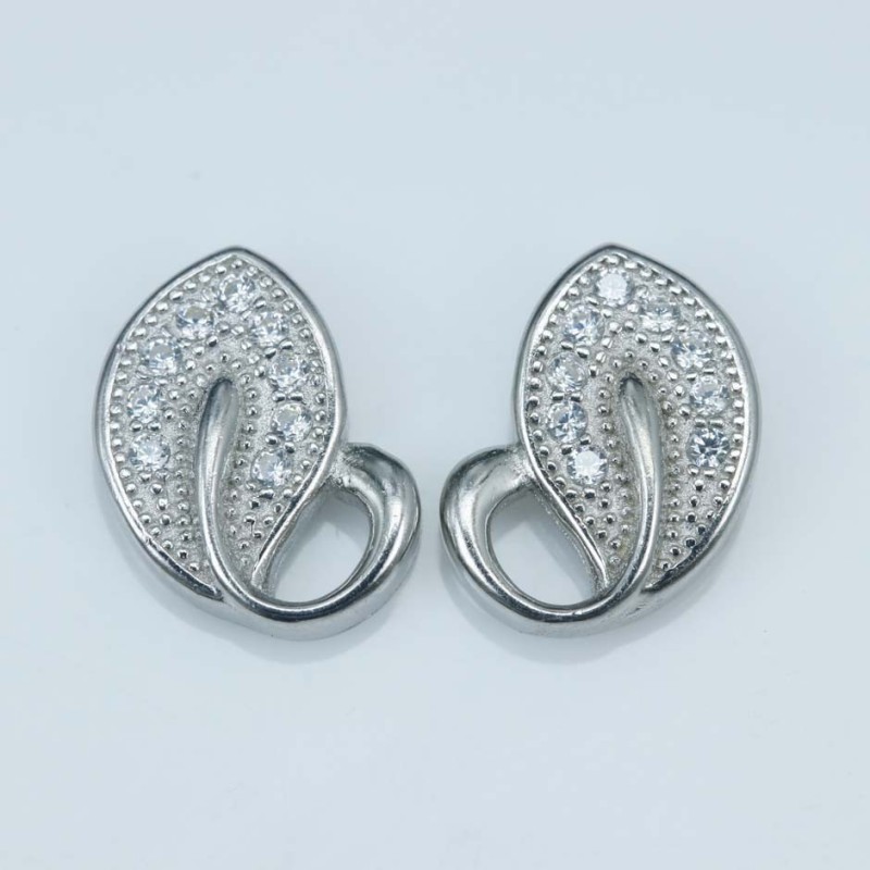 Earring Leaf 8x10mm. Circonia