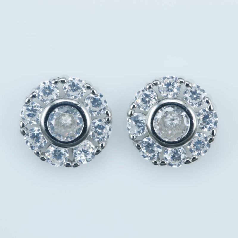 Earring Round 9mm. Circonia