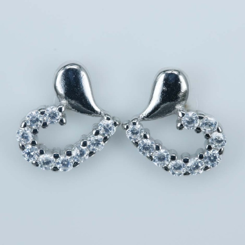 Earring Heart 7x10mm. Circonia
