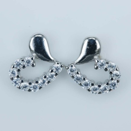 Earring Heart 7x10mm. Circonia