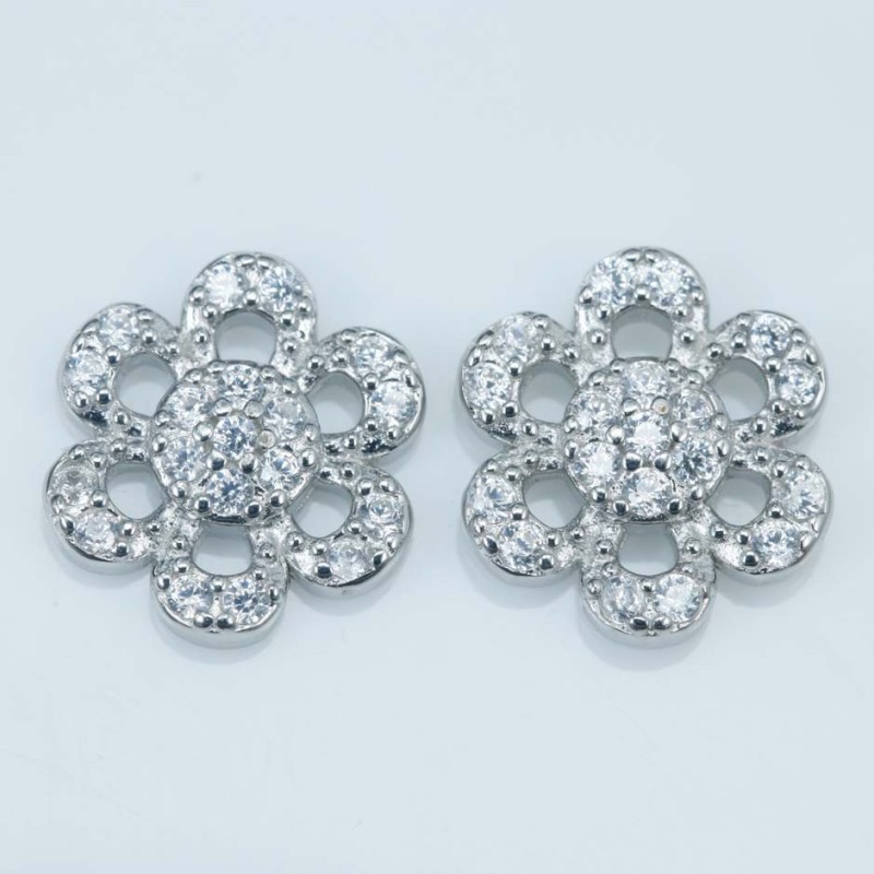 Earring Flower 9mm. Circonia
