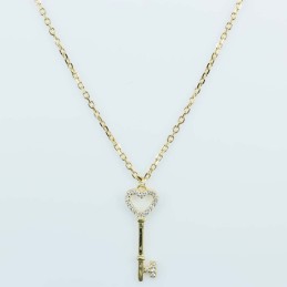 Necklace Key 8x23mm. Circonia  Gold