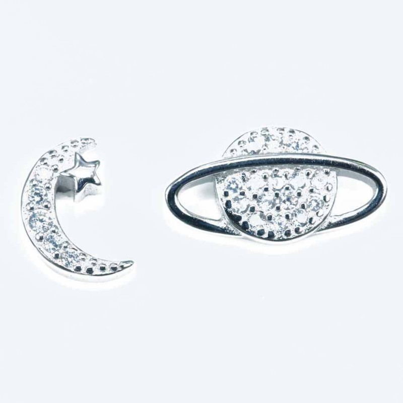 Earring Moon 5x8+6x12mm. Circonia
