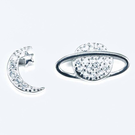Earring Moon 5x8+6x12mm. Circonia
