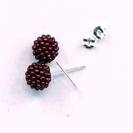 Earring ball 8mm. micro pearl dark coffe color