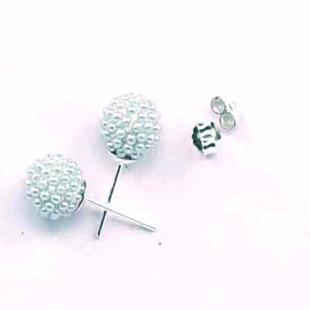 Earring ball 10m. micro pearl ligth grey color