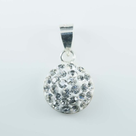 Pendant half ball rd. 12mm.Crystal white color