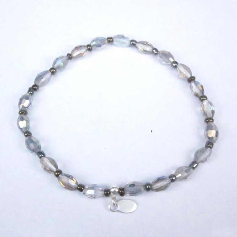 Bracelet ball 3-4mm.Crystal Smoky Color + Ball 3mm