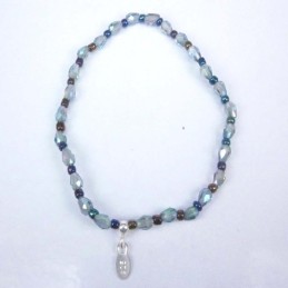 Bracelet ball 3-4mm.Crystal Blue Color + Ball 3mm