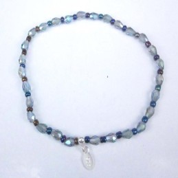 Bracelet ball 3-4mm.Crystal Blue Color + Ball 3mm