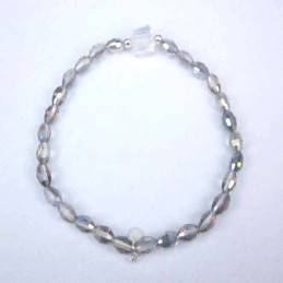 Bracelet ball 3-4mm.Crystal Smoky Color+Square Cry