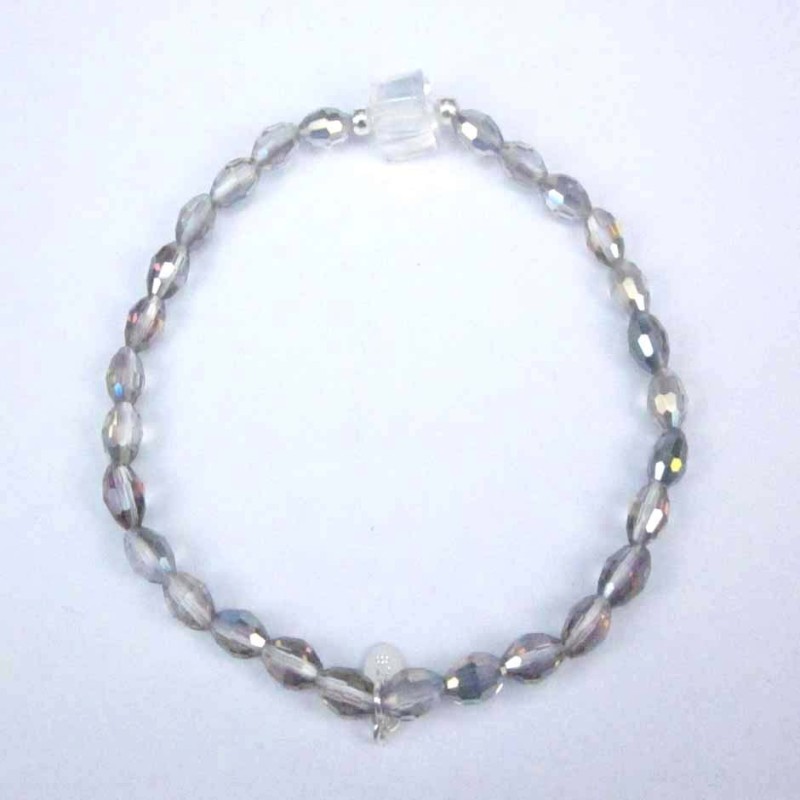 Bracelet ball 3-4mm.Crystal Smoky Color+Square Cry