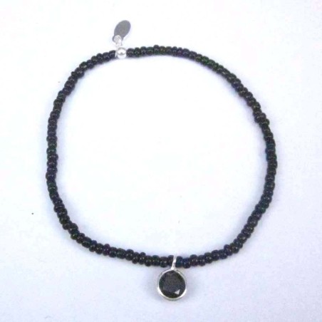 Bracelet ball 3-4mm.Crystal Black Color +c.z. 6mm