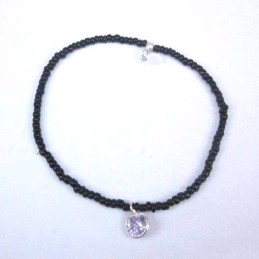Bracelet ball 3-4mm.Crystal Black Color +c.z. 6mm