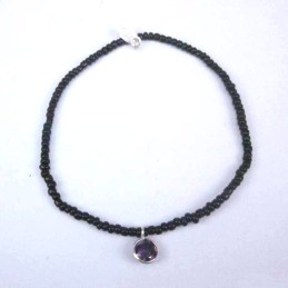 Bracelet ball 3-4mm.Crystal Black Color +c.z. 6mm