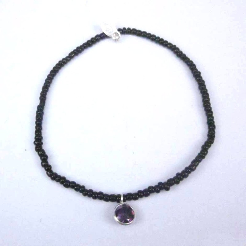 Bracelet ball 3-4mm.Crystal Black Color +c.z. 6mm
