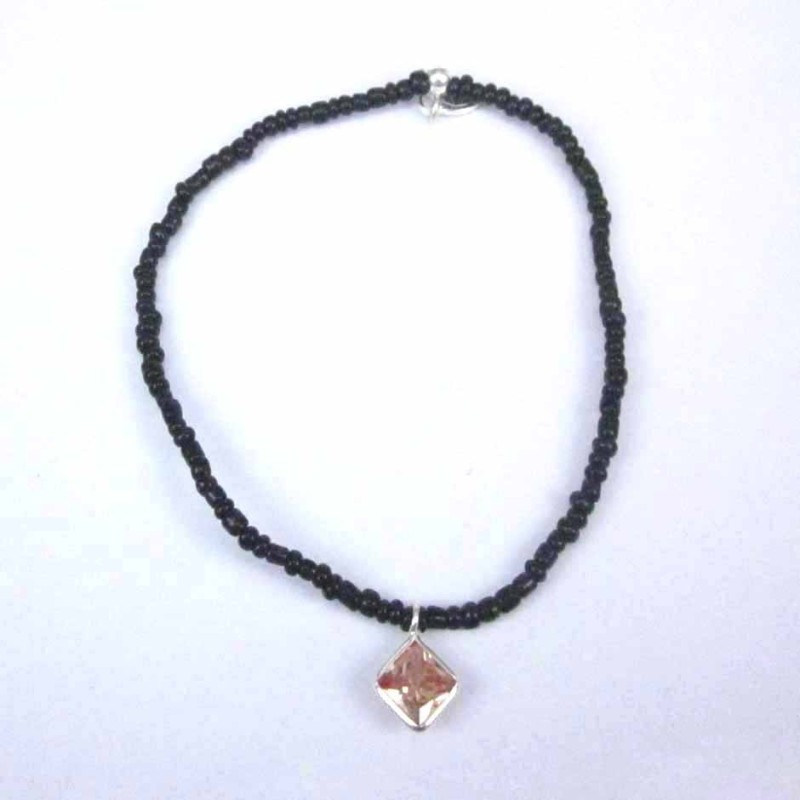 Bracelet ball 3-4mm.Crystal Black Color +c.z. 6mm
