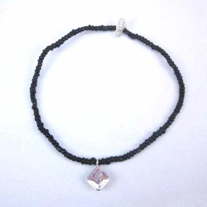 Bracelet ball 3-4mm.Crystal Black Color +c.z. 6mm
