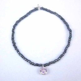 Bracelet ball 3-4mm.Crystal Grey Color +c.z. 6mm