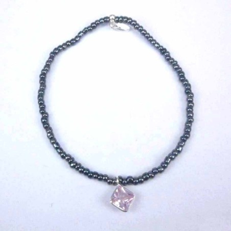 Bracelet ball 3-4mm.Crystal Grey Color +c.z. 6mm