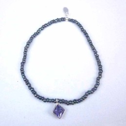 Bracelet ball 3-4mm.Crystal Grey Color +c.z. 6mm